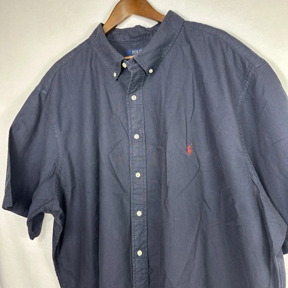 NWT Polo Ralph Lauren Button Down Mens 4XB‎ Navy SHort Sleeve Classic Fit Oxford